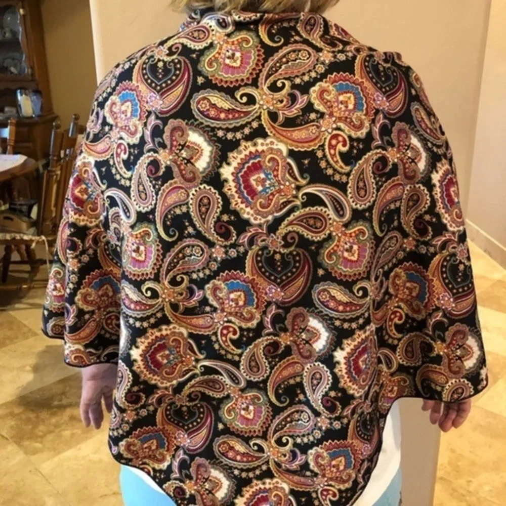 Navy Triangle Paisley Reversible Shawl